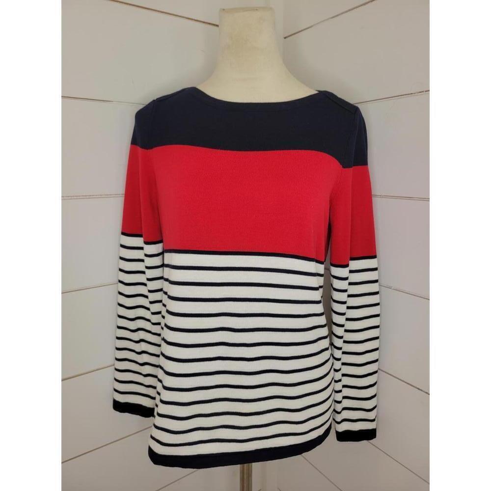 Tommy Hilfiger medium red white & blue boat neck sweater